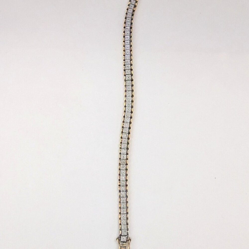 OR Gold Vermeil 925 Gold Over Sterling Diamond Chip Tennis Bracelet